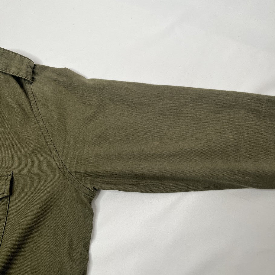 SAINT LAURENT Military Long Sleeve Cotton Shirt Khaki