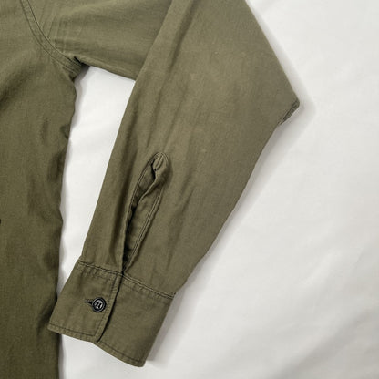 SAINT LAURENT Military Long Sleeve Cotton Shirt Khaki