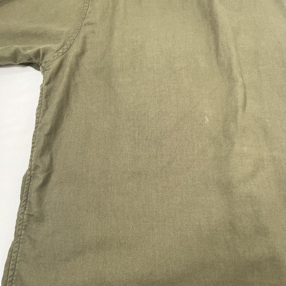 SAINT LAURENT Military Long Sleeve Cotton Shirt Khaki