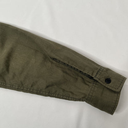 SAINT LAURENT Military Long Sleeve Cotton Shirt Khaki