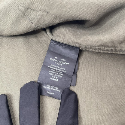 SAINT LAURENT Military Long Sleeve Cotton Shirt Khaki