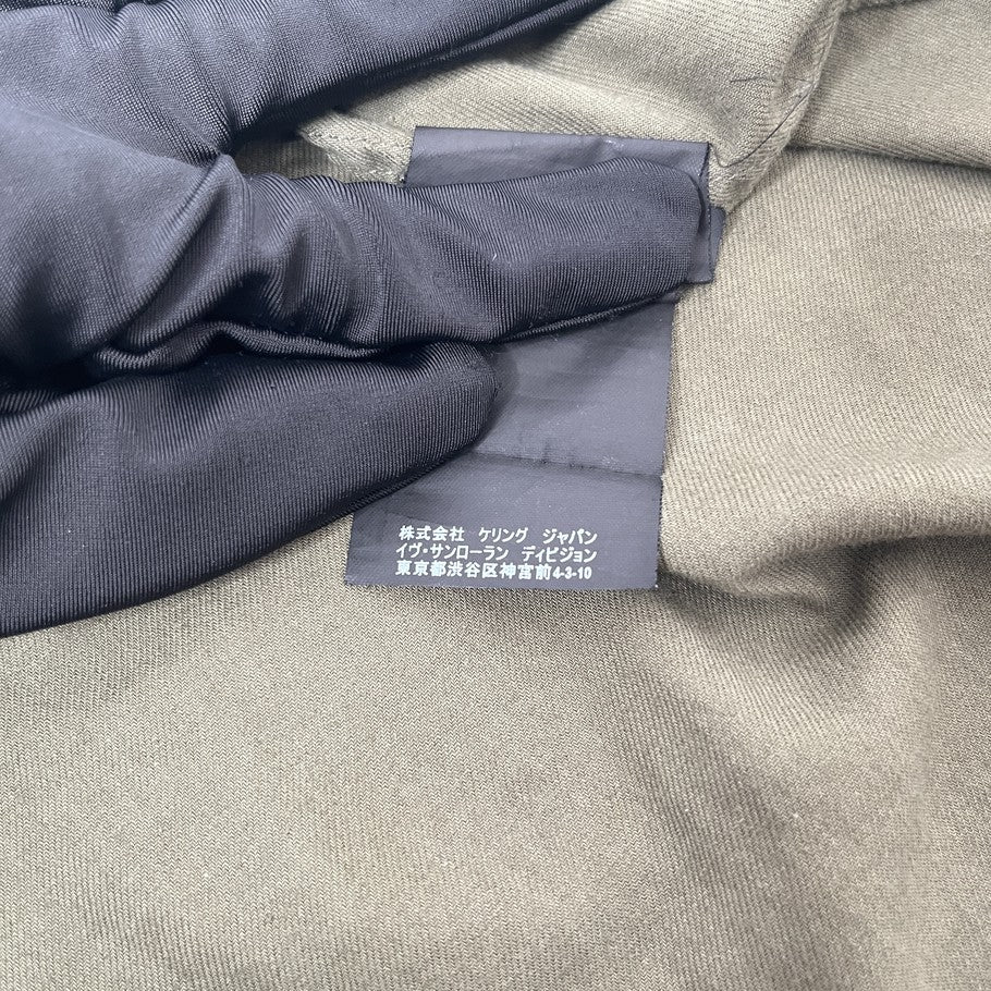 SAINT LAURENT Military Long Sleeve Cotton Shirt Khaki