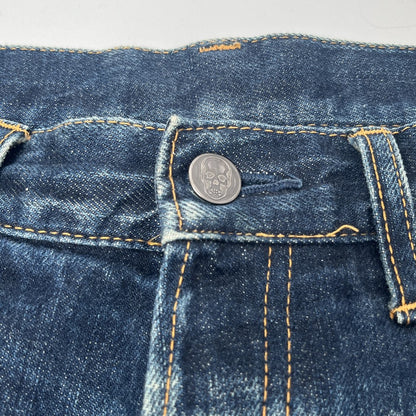 lucien pellat-finet Skull & Leaf Embroidered Jeans Blue