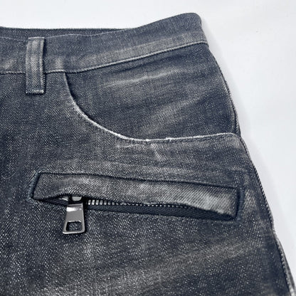 BALMAIN Biker Rib Skinny Denim Black Jeans