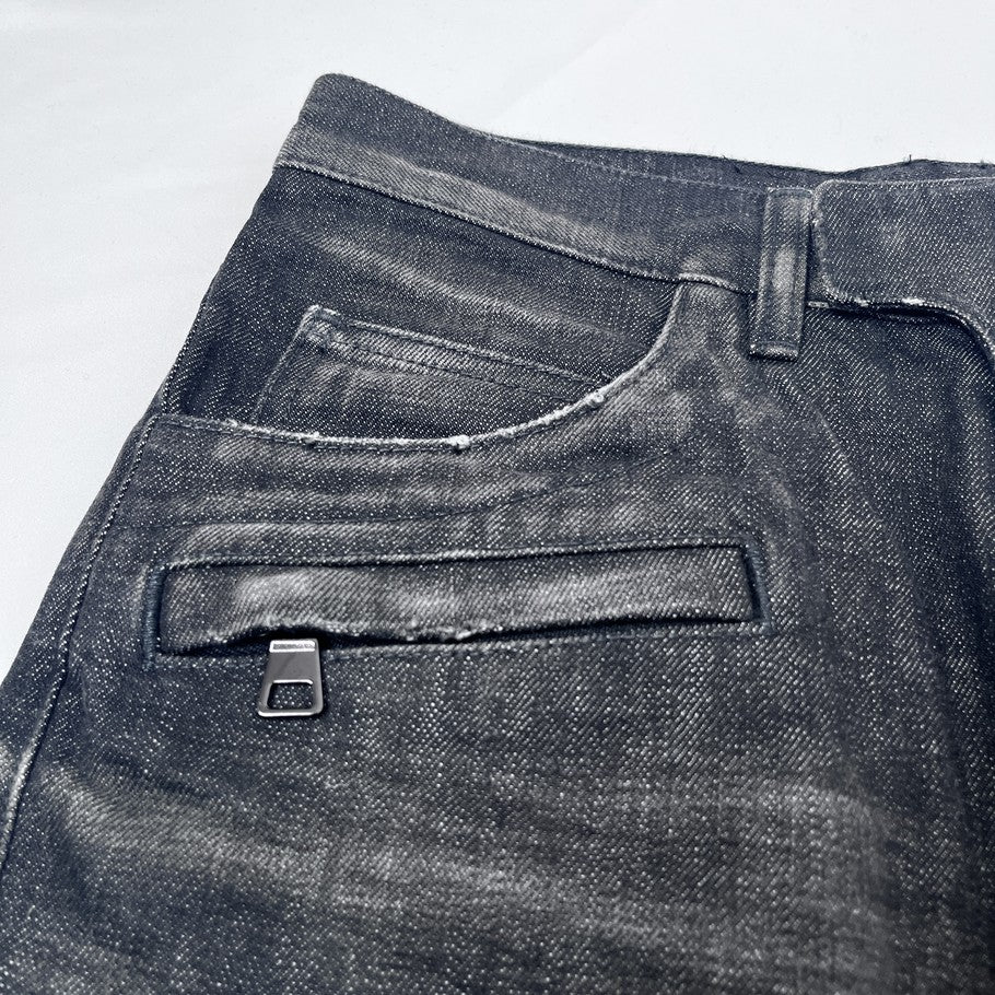 BALMAIN Biker Rib Skinny Denim Black Jeans