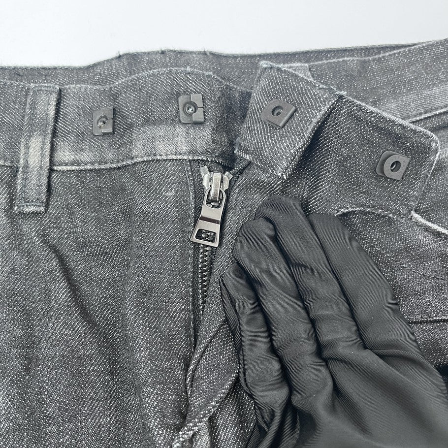 BALMAIN Biker Rib Skinny Denim Black Jeans
