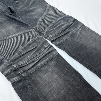 BALMAIN Biker Rib Skinny Denim Black Jeans