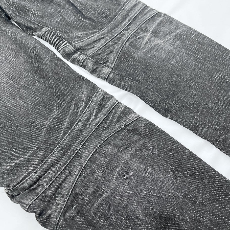 BALMAIN Biker Rib Skinny Denim Black Jeans