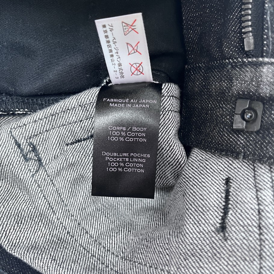 BALMAIN Biker Rib Skinny Denim Black Jeans