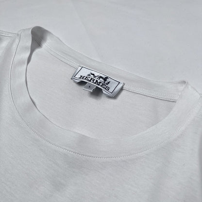 HERMES Dragon Print Cotton T-Shirt White