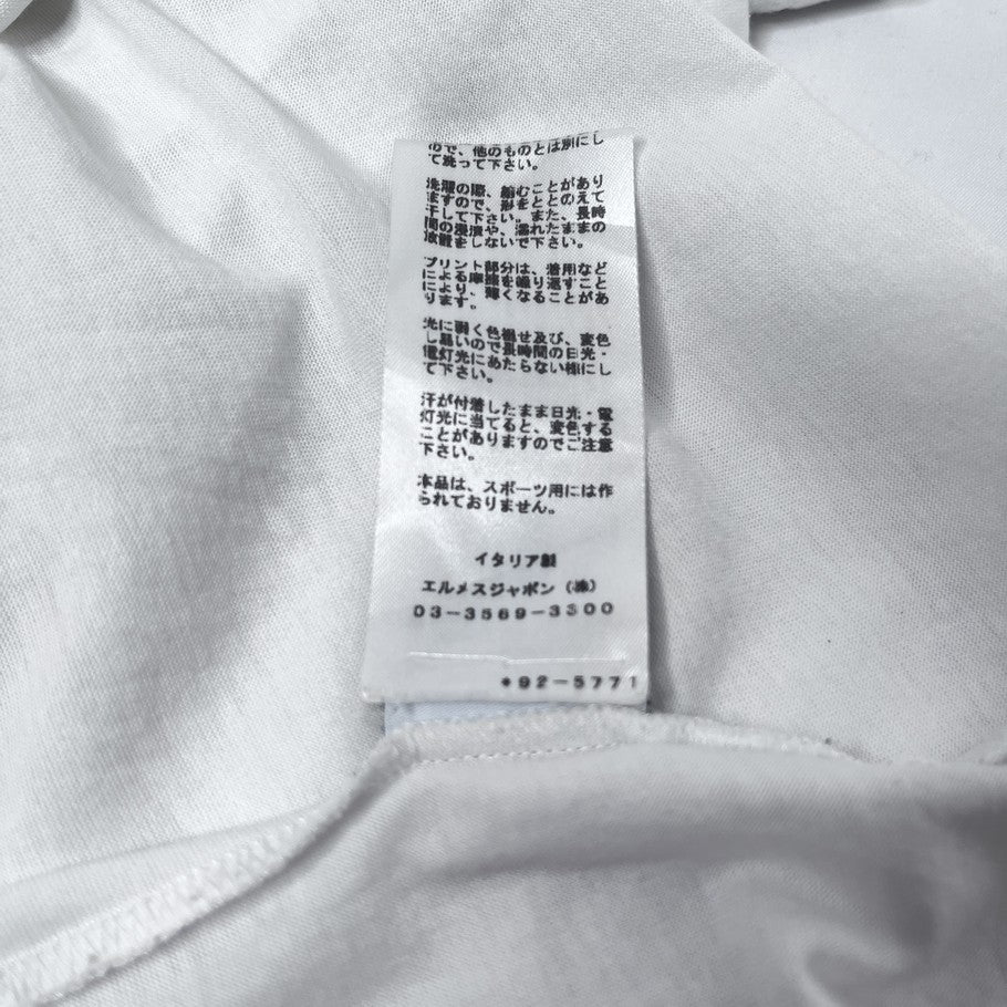 HERMES Dragon Print Cotton T-Shirt White