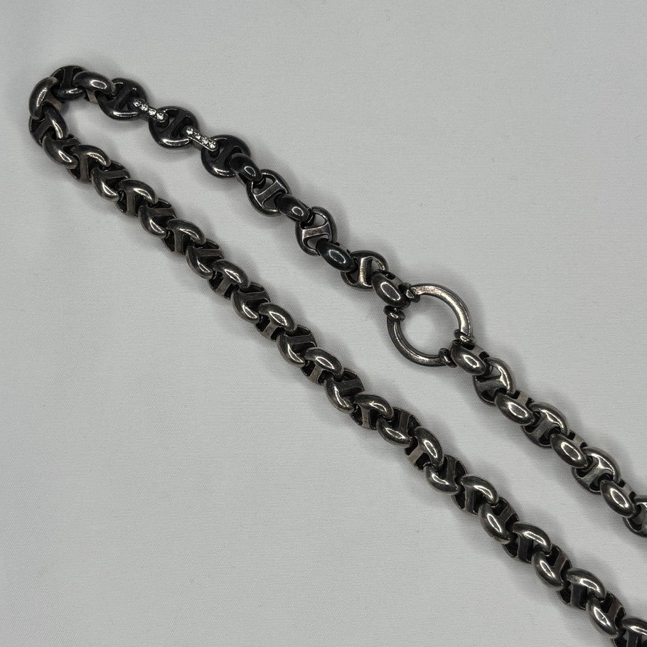 HOORSENBUHS 10MM Open Link 6P Diamond Wallet Chain Silver