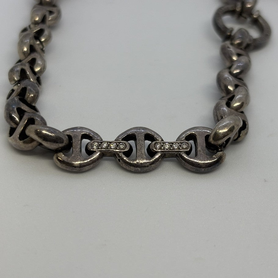 HOORSENBUHS 10MM Open Link 6P Diamond Wallet Chain Silver