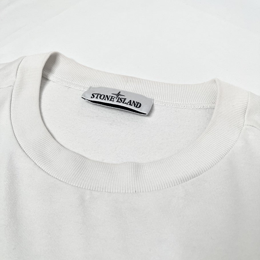 STONE ISLAND Garment Dye Long Sleeve Cotton Sweatshirt White