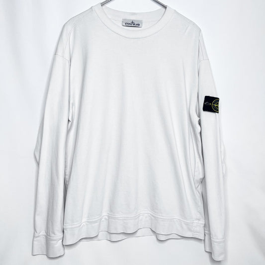 STONE ISLAND Garment Dye Long Sleeve Cotton Sweatshirt White