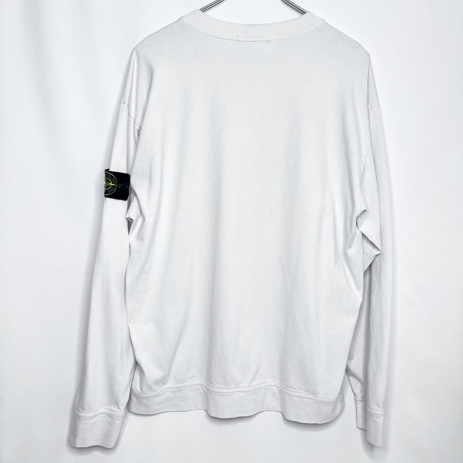 STONE ISLAND Garment Dye Long Sleeve Cotton Sweatshirt White