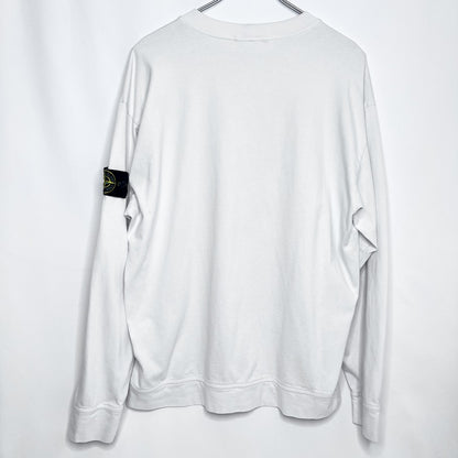 STONE ISLAND Garment Dye Long Sleeve Cotton Sweatshirt White