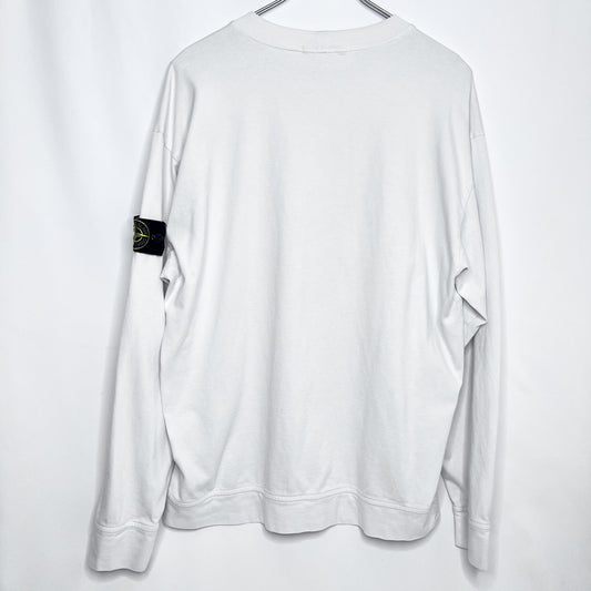 STONE ISLAND Garment Dye Long Sleeve Cotton Sweatshirt White