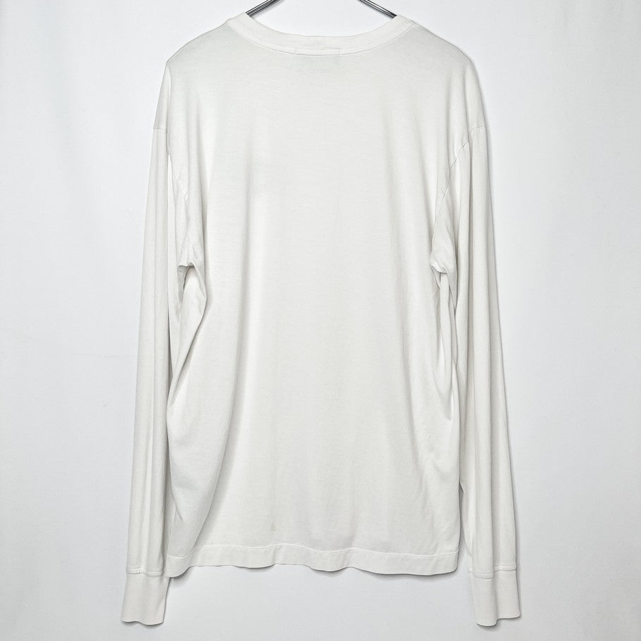 STONE ISLAND Logo Patch Long Sleeve Cotton T-Shirt White