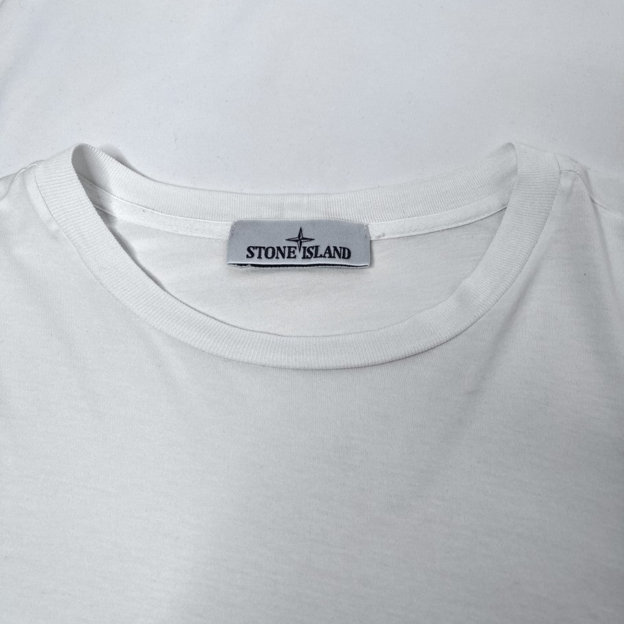 STONE ISLAND Logo Patch Long Sleeve Cotton T-Shirt White