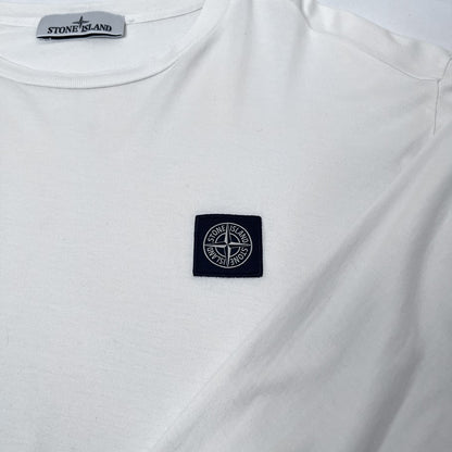 STONE ISLAND Logo Patch Long Sleeve Cotton T-Shirt White