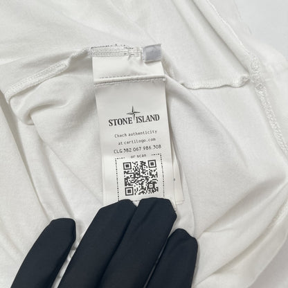 STONE ISLAND Logo Patch Long Sleeve Cotton T-Shirt White