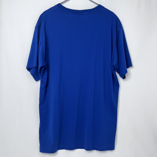 CELINE Triomphe Embroidered Cotton T-Shirt Blue