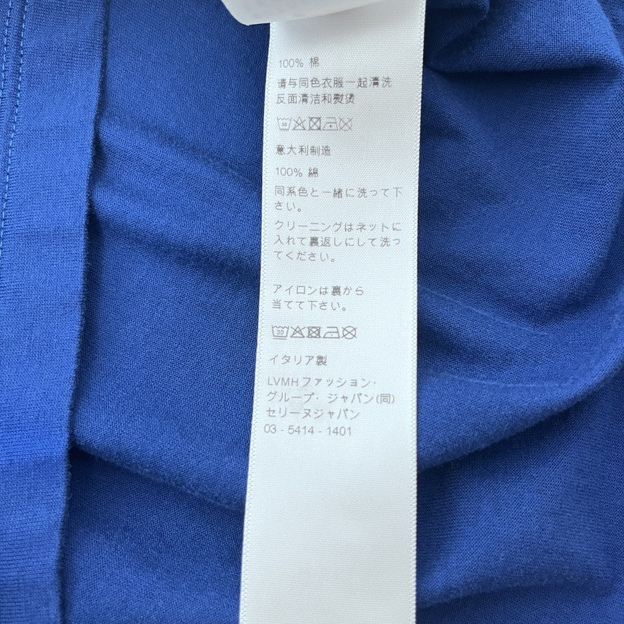 CELINE Triomphe Embroidered Cotton T-Shirt Blue