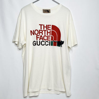 GUCCI x The North Face Logo Cat Print Cotton T-Shirt White