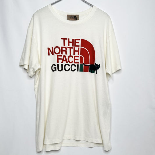 GUCCI x The North Face Logo Cat Print Cotton T-Shirt White