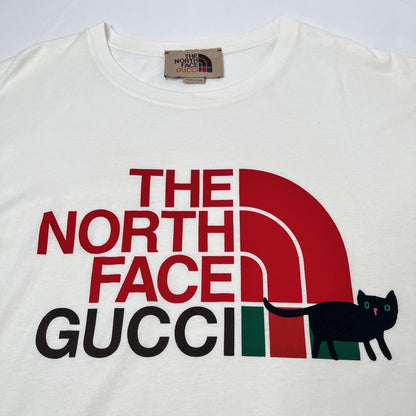 GUCCI x The North Face Logo Cat Print Cotton T-Shirt White