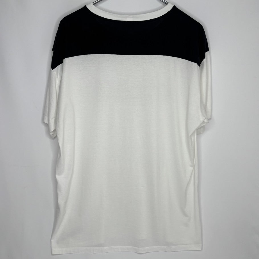CELINE Logo Bicolor Loose Fit Cotton T-Shirt White