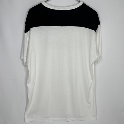 CELINE Logo Bicolor Loose Fit Cotton T-Shirt White