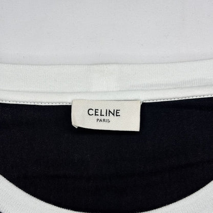 CELINE Logo Bicolor Loose Fit Cotton T-Shirt White