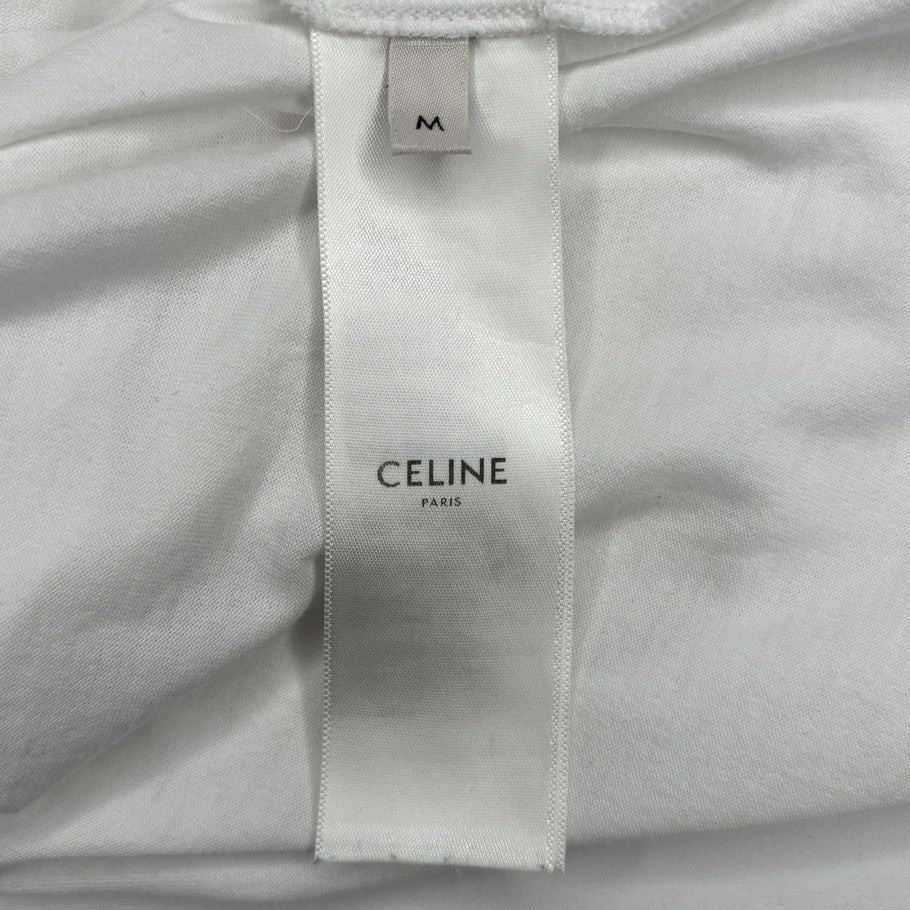 CELINE Logo Bicolor Loose Fit Cotton T-Shirt White