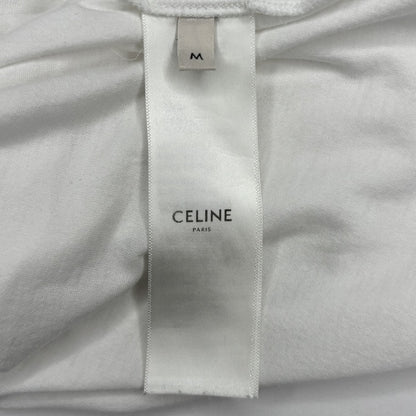 CELINE Logo Bicolor Loose Fit Cotton T-Shirt White