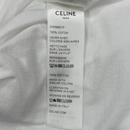 CELINE Logo Bicolor Loose Fit Cotton T-Shirt White