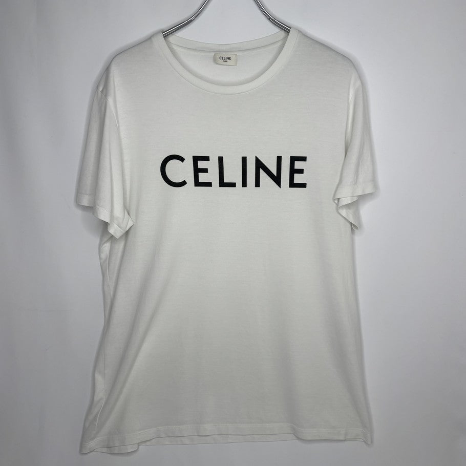 CELINE Logo Short Sleeve Cotton T-Shirt White