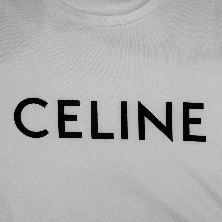 CELINE Logo Short Sleeve Cotton T-Shirt White