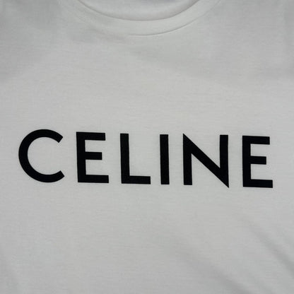 CELINE Logo Short Sleeve Cotton T-Shirt White