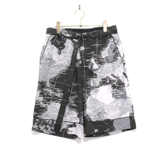 sacai 20SS World Map Print Shorts Black Pants Size 1