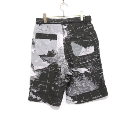 sacai 20SS World Map Print Shorts Black Pants Size 1