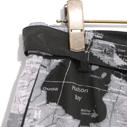 sacai 20SS World Map Print Shorts Black Pants Size 1
