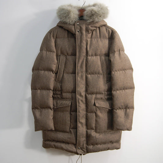 HERNO Water Repellent Poly Herringbone Down Coat Size 48