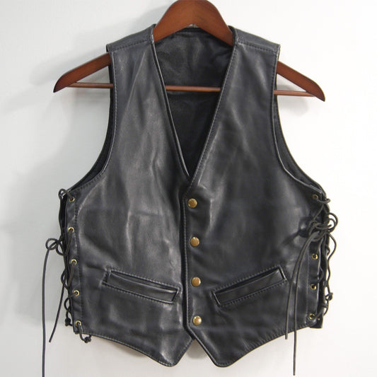 Langlitz Leathers Laced Leather Vest Black