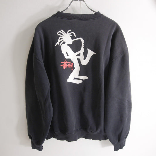 OLD STUSSY 00s USA Made Jazzman Print Sweatshirt Size L