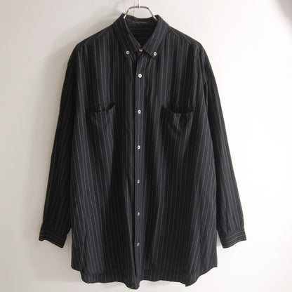 Y's for men Oversized Rayon Stripe Long Shirt Black