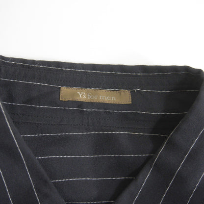 Y's for men Oversized Rayon Stripe Long Shirt Black