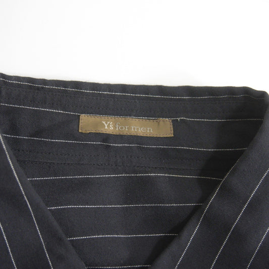 Y's for men Oversized Rayon Stripe Long Shirt Black
