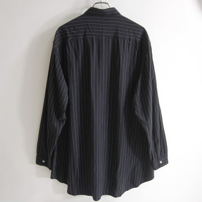 Y's for men Oversized Rayon Stripe Long Shirt Black